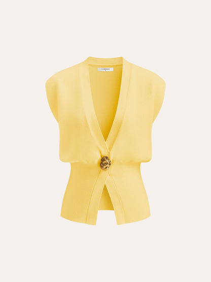 Chaleco de punto con cuello en V y detalle abotonado