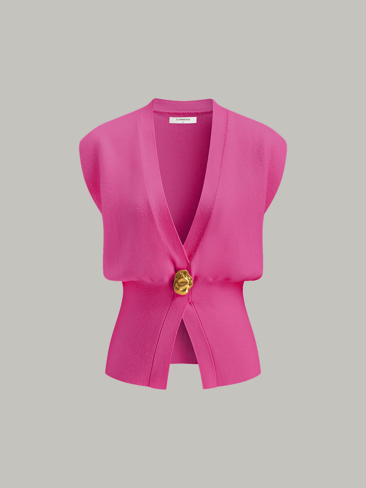 Chaleco de punto con cuello en V y detalle abotonado