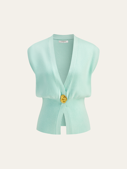 Chaleco de punto con cuello en V y detalle abotonado