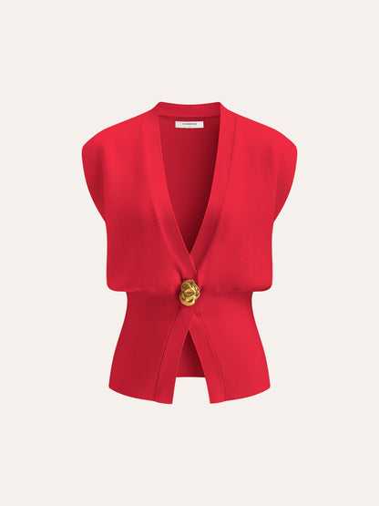 Chaleco de punto con cuello en V y detalle abotonado